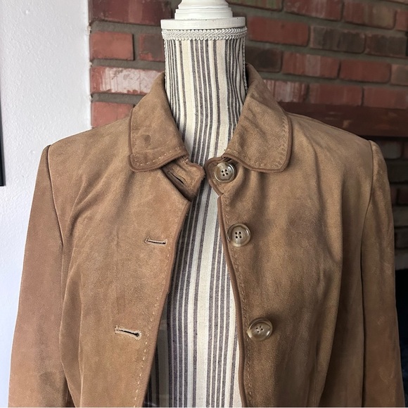 VTG Ann Taylor Y2K Suede Button Down Jacket in Tan Sz M - Picture 3 of 10